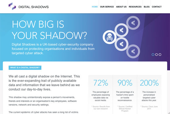 Screenshot of the Digital Shadows website